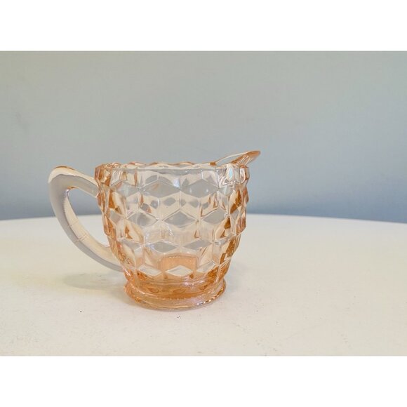 Vintage Fostoria Glass Pink Depression Glass Cube Creamer - Picture 1 of 6